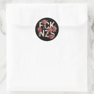 FCK NZS Blommig Mot Höger Inga Nazister Lgbtq+ Runt Klistermärke