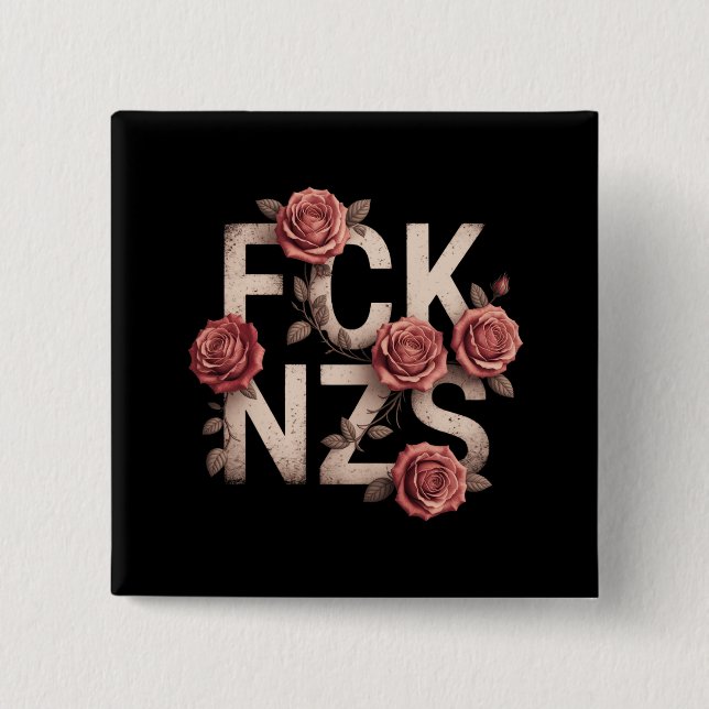 FCK NZS Flowery against Höger No Nazis Lgbtq+ Knapp (Framsida)