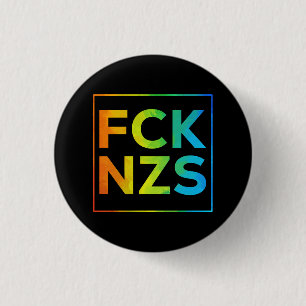 Fck NZS mit Rahmen Regenbogen auf schwarz Knapp