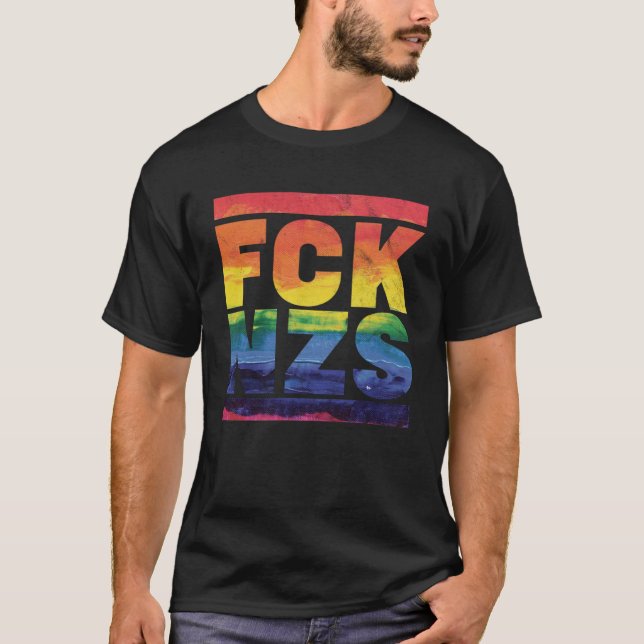 FCK NZS Världen är färglöst regnbåge Färg LGB T Shirt (Framsida)