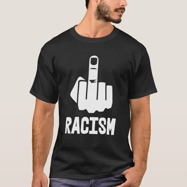 Fck Racism Mitten Finger White T Shirt (Framsida)