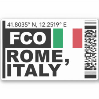 FCO Rome Boarding Pass - Italy Travel Klistermärken
