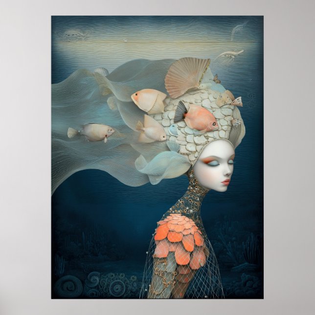 *~* FD2 23  Vatten Gudinna Fantasi Hav Siren  Poster (Framsidan)