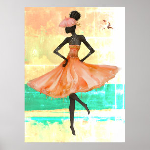 *~* FD2 28 Rosa Flamingo Tropical Black Woman Poster