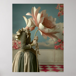 *~* FD2 29 Kvinna Retro blommor Blommig Surrealis Poster