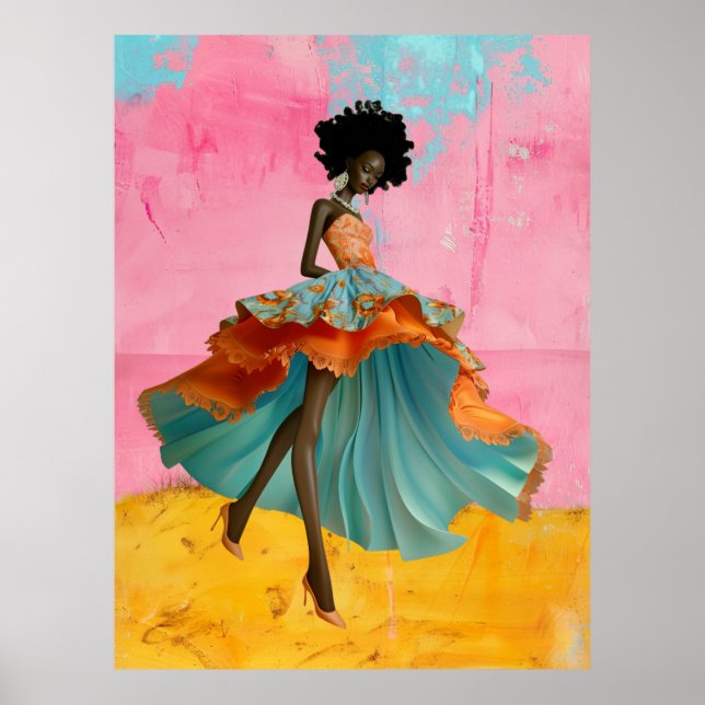 *~* FD2 39 Tropical GODDESS Black Woman Vibrant Poster (Framsidan)