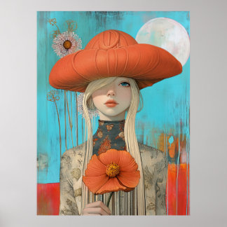 *~* FD2 Blommigt Fall Girl Autumn Hat Retro 23 Poster