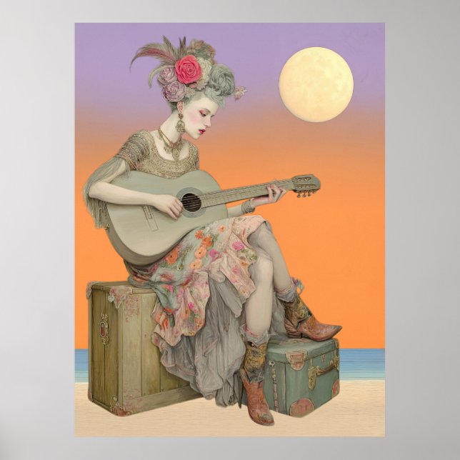 ^~* FD2 Bohemian Boho Woman Guitar 2 Poster (Framsidan)