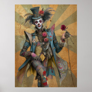 FD2 Circus Clown Art 8 Vintage Retro Carnival art. Poster