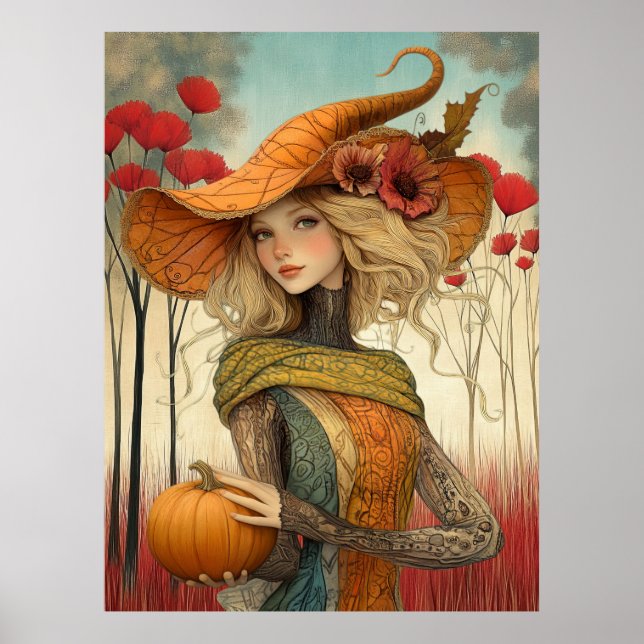 *~* FD2 Fall Girl Autumn Retro PUMPKIN 8 Poster (Framsidan)