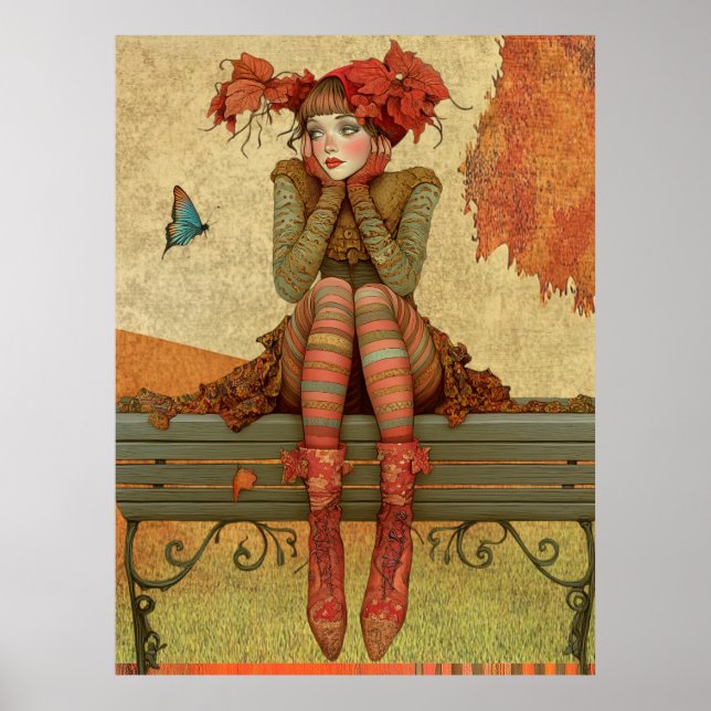 *~* FD2 Fall Whimsical Autumn Retro Butterfly 13 Poster (Framsidan)