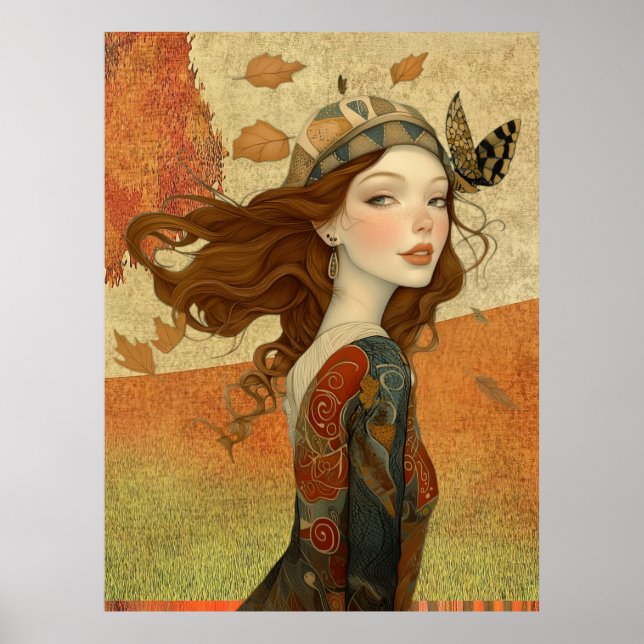 *~* FD2 Fall Whimsical Girl Autumn Retro 10 Poster (Framsidan)
