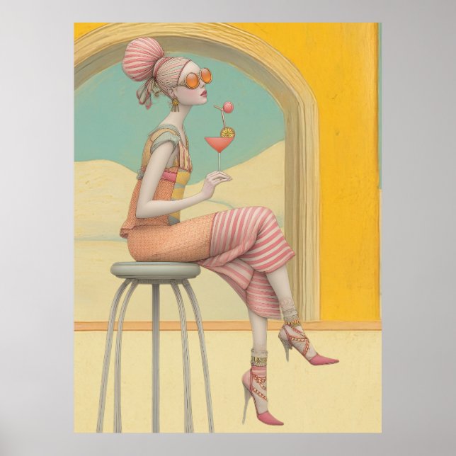 ^~* FD2 Glam Bohemian Boho Cocktail Woman 5 Poster (Framsidan)