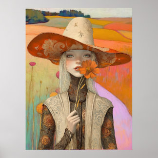 *~* FD2 Retro Blommigt Fall Girl Autumn Hat 26 Poster