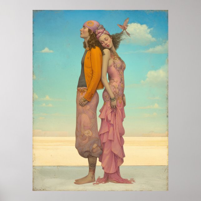 *~* FD2 Retro Kärlek Romantic Boho Couple 22 Poster (Framsidan)