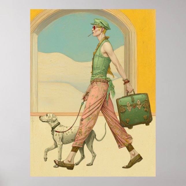 FD2 Suitcase Colorful Boho MAN Hund 33 Poster (Framsidan)