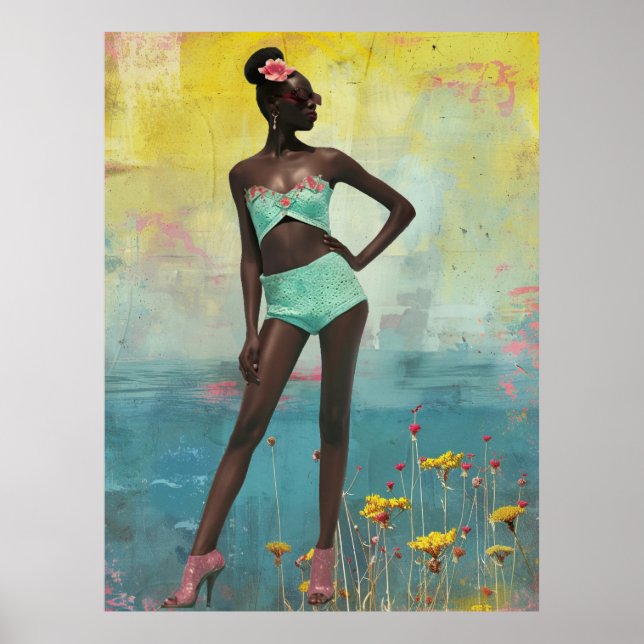 *~* FD2 Tropical Black Woman Bun 14 med fet stil Poster (Framsidan)