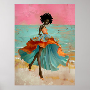 *~* FD2 Tropical GODDESS Black Woman Vibrant 39 Poster
