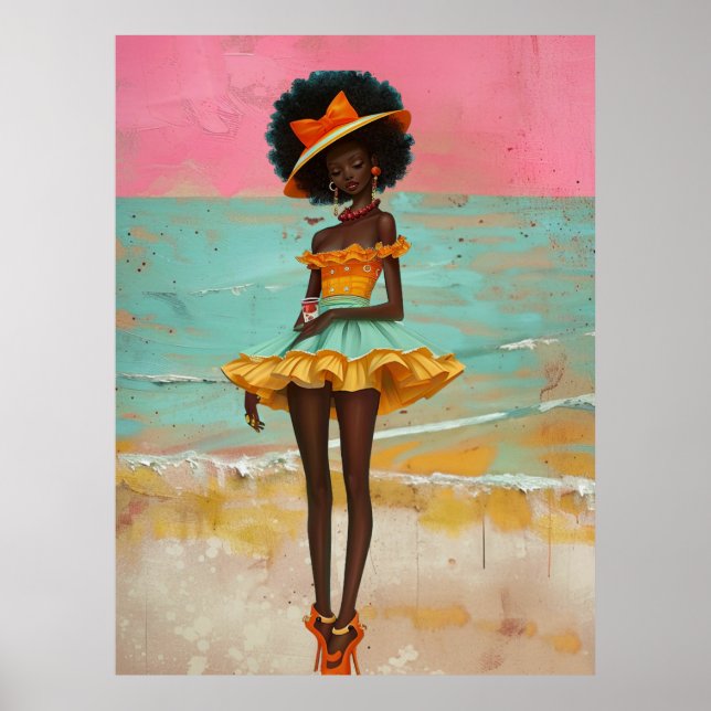 *~* FD2 Vibrant Tropical GODDESS Black Woman 33 Poster (Framsidan)