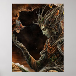 *~* FD3 29 Mystical MAN Earth Keeper HummingBird Poster