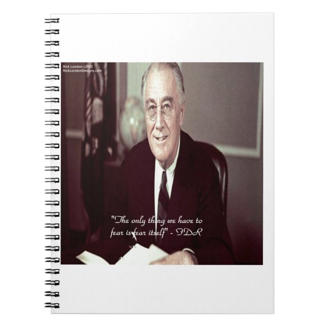 FDR och inget att frukta citat Anteckningsbok (Framsidan)