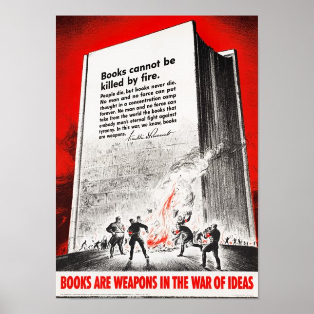 FDR-offert för förbränning av Bok - WW2 1942 Poster (Framsidan)