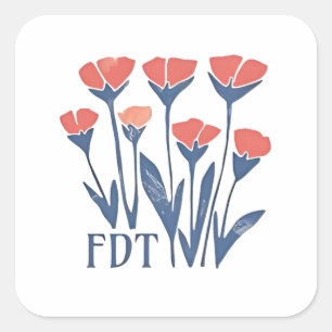 FDT Blommigt andedräkt subtil kvinnlig Boho antitr Fyrkantigt Klistermärke