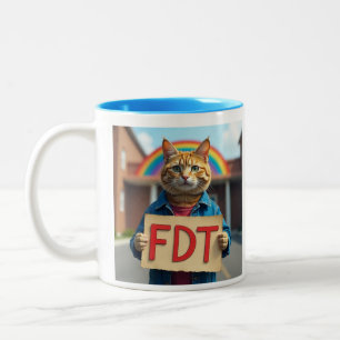 FDT Cat med signaturregnbåge Två-Tonad Mugg