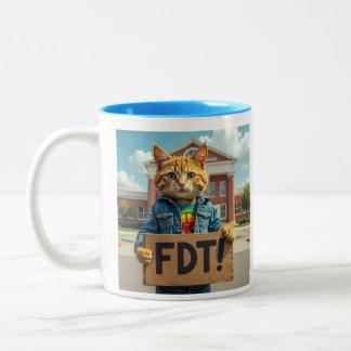 FDT Cat med signaturregnbåge Två-Tonad Mugg