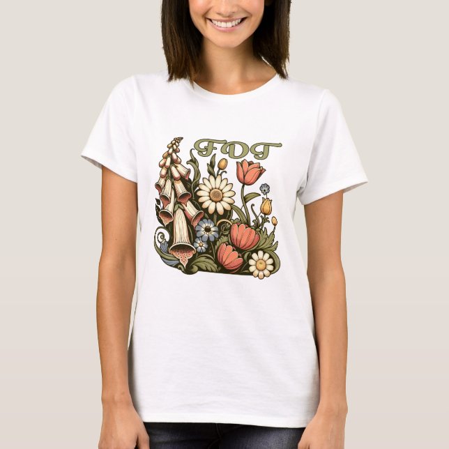 FDT Foxglove Daisy Tulip Subtle Anti Trump Flowers T Shirt (Framsida)