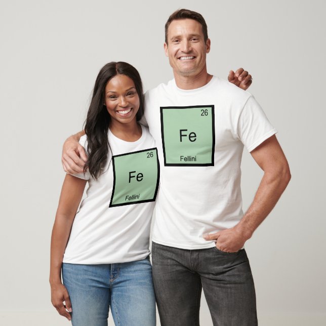 Fe - Fellini Rolig Kemiskt Element Symbol T-shirt (Unisex)