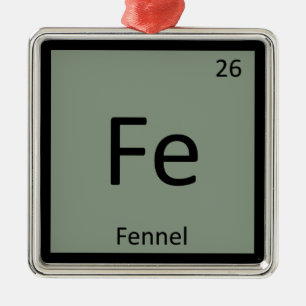 Fe - Fennel Kemi Periodiska Systemet Symbol Julgransprydnad Metall