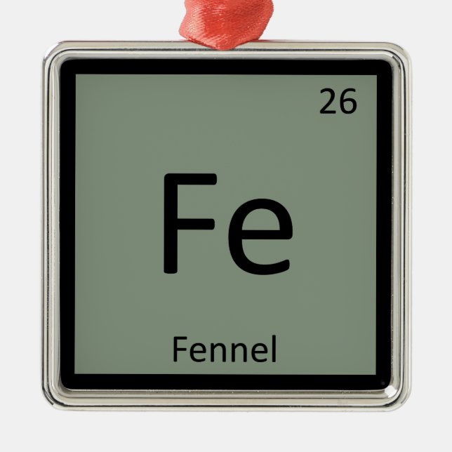 Fe - Fennel Kemi Periodiska Systemet Symbol Julgransprydnad Metall (Framsidan)
