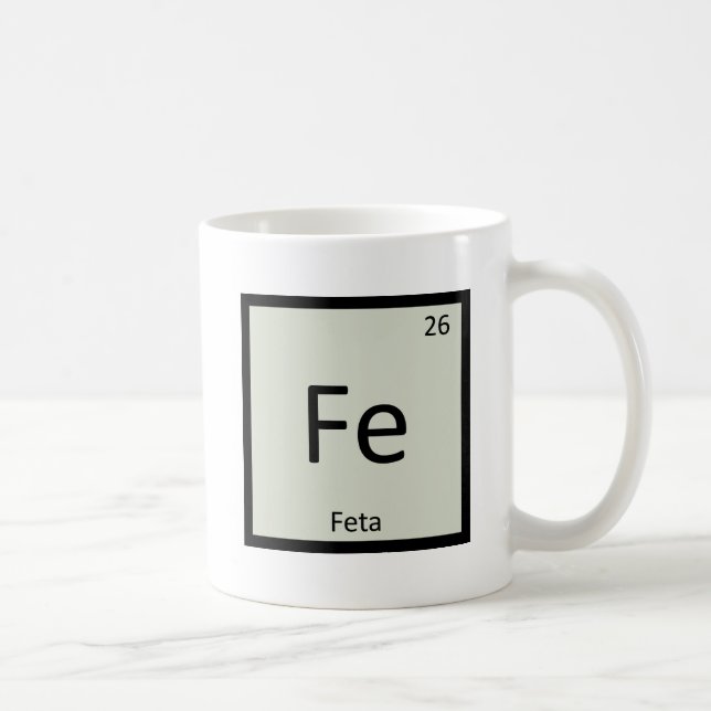 Fe - Fetaostkemisk periodiska systemetsymbol Kaffemugg (Höger)
