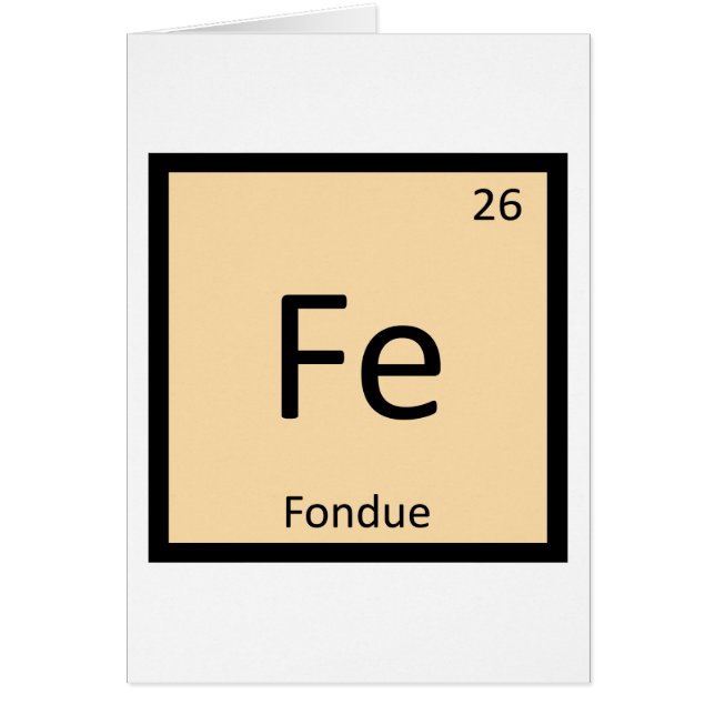 Fe - Fondue kemi periodiska systemets symbol Hälsningskort (Framsidan)