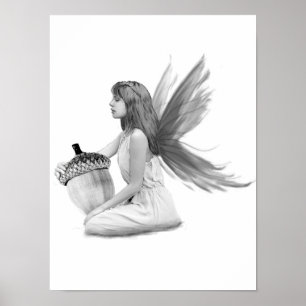 Fe för Oakträd med ekollonen Poster