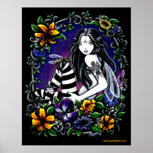 Fe för WaspFae gotisk blomma Poster