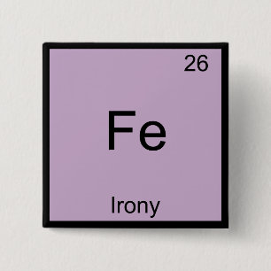Fe - Järn Ironi Rolig Kemiskt Element Symbol T-Shi Knapp
