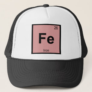 Fe - Järn Kemikalie Periodic Bord Symbol Inslag Keps
