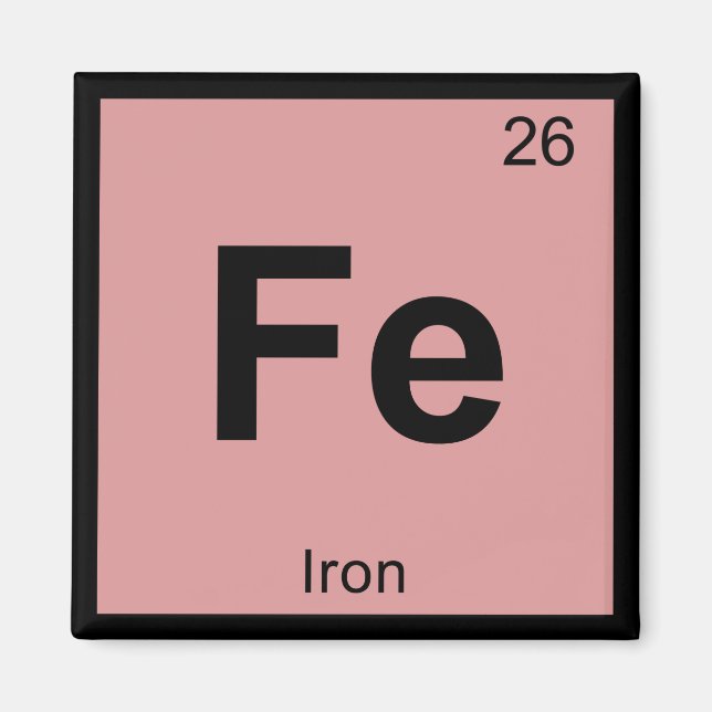 Fe - Järn Kemikalie Periodic Bord Symbol Inslag Magnet (Framsidan)