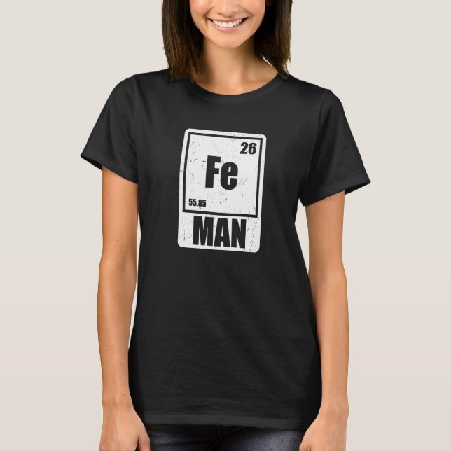Fe Järn Vetenskap Element Kemist Forskar Premium T Shirt (Framsida)