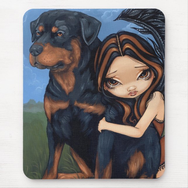 "Fe med en Rottweiler" Mousepad Musmatta (Framsidan)