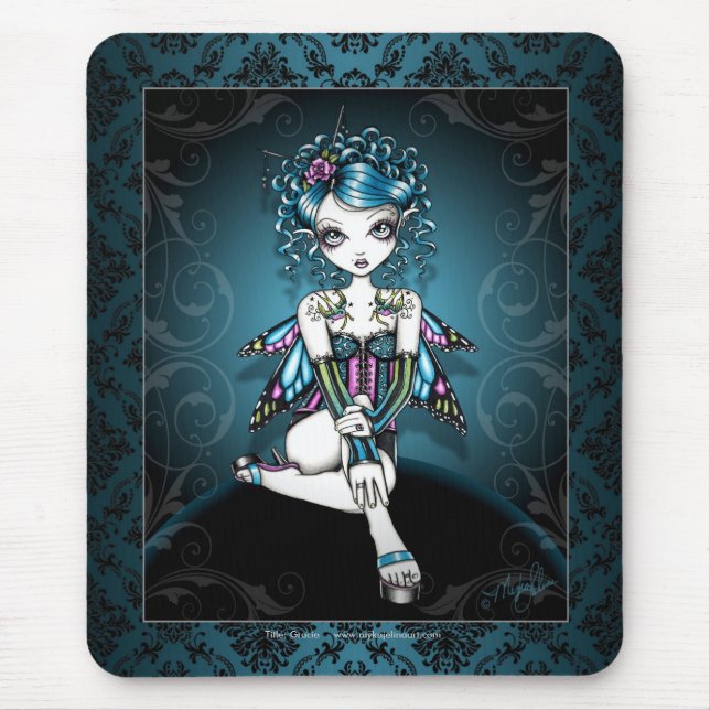 Fe Mousepad "för Gracie" gotisk Couturesvala Musmatta (Framsidan)