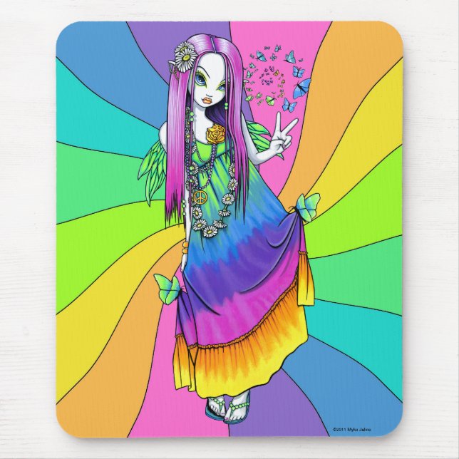 Fe Mousepad för Hippie "för Chloe" regnbågefred Musmatta (Framsidan)