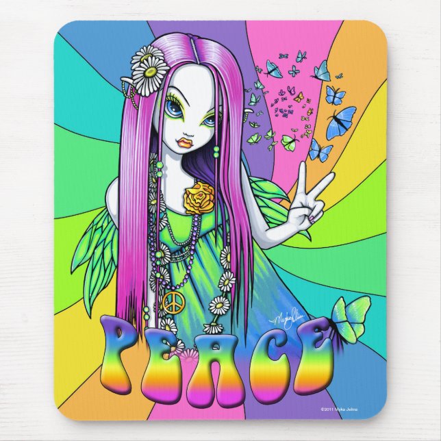 Fe Mousepad för Hippie "för Chloe" regnbågefred Musmatta (Framsidan)