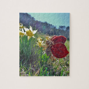 Fe och gula blommor pussel
