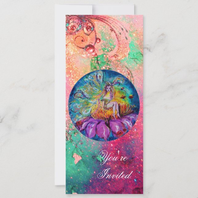 FE UNDER NATTEN ,rosa grön blå röd glitter Inbjudningar (Framsida)