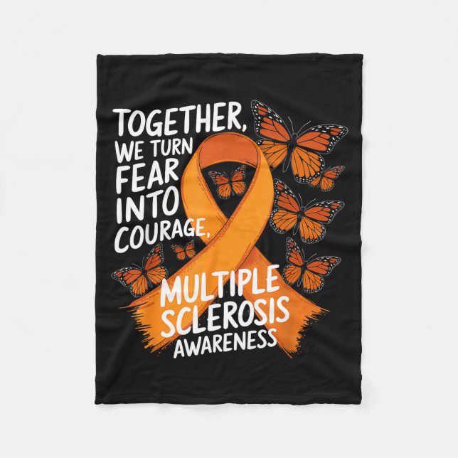 Fear Into Courage Orange Ribbon Multiple Sclerosis Fleecefilt (Framsidan)