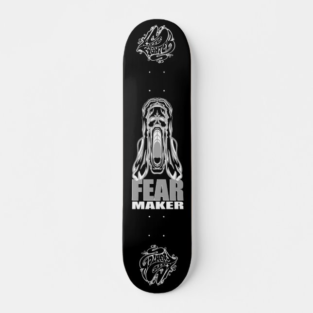 "FEAR MAKER – Skräckskrikande dödskalle skateboard (Framsida)