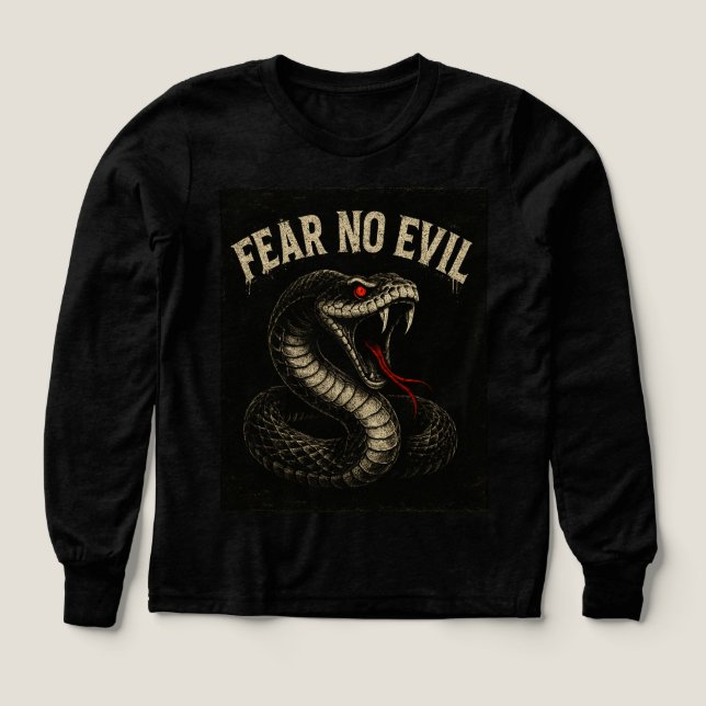 FEAR NO EVIL - Fierce Black Cobra Snake Graphic T Shirt (Design framsida)
